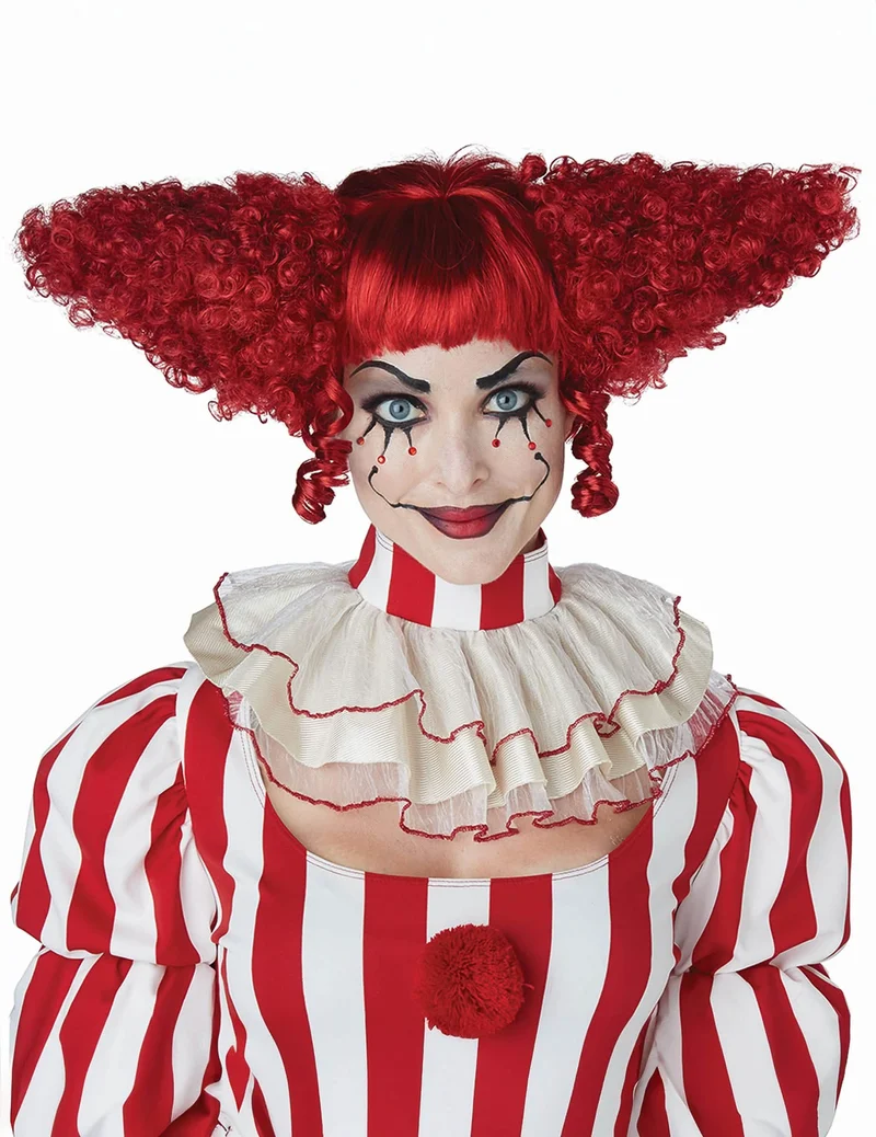 Schrille Horrorclown-Perücke für Damen Halloween rot
