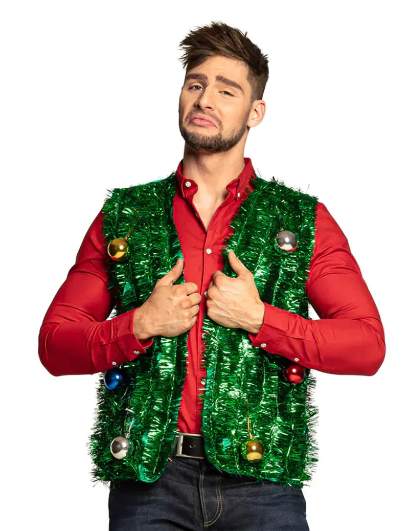 Weihnachtliche Weste Weihnachtsjacke grün-bunt