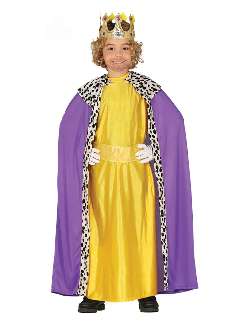Sternsinger-Kinderkostüm Balthasar-Verkleidung gelb-lila