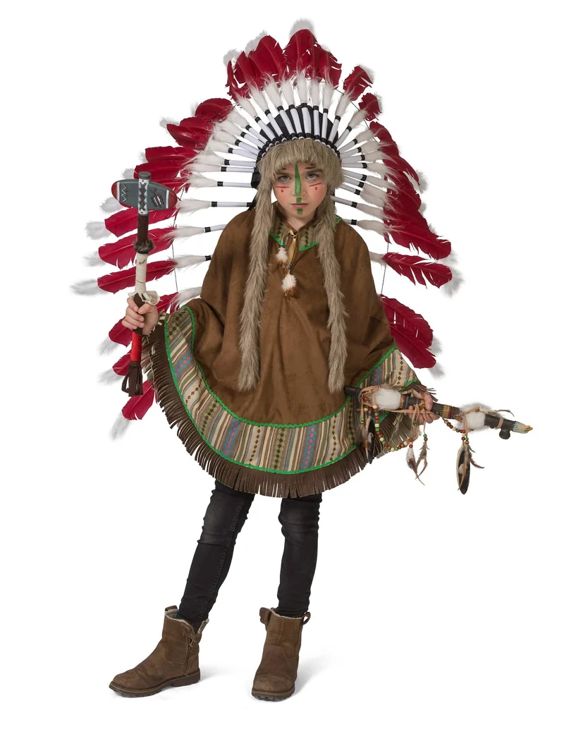 Indianer-Poncho für Fasching Kostüm-Zubehör für Kinder braun
