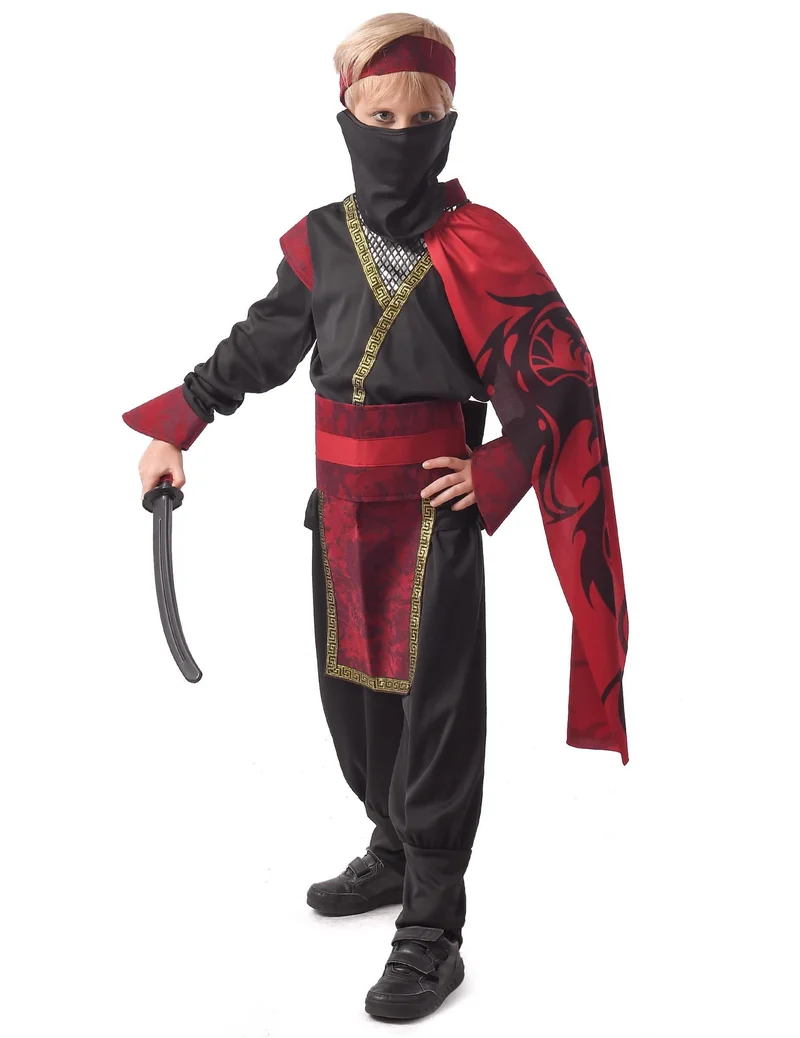 Ninja-Karnevalskostüm für Jungen rot-schwarz