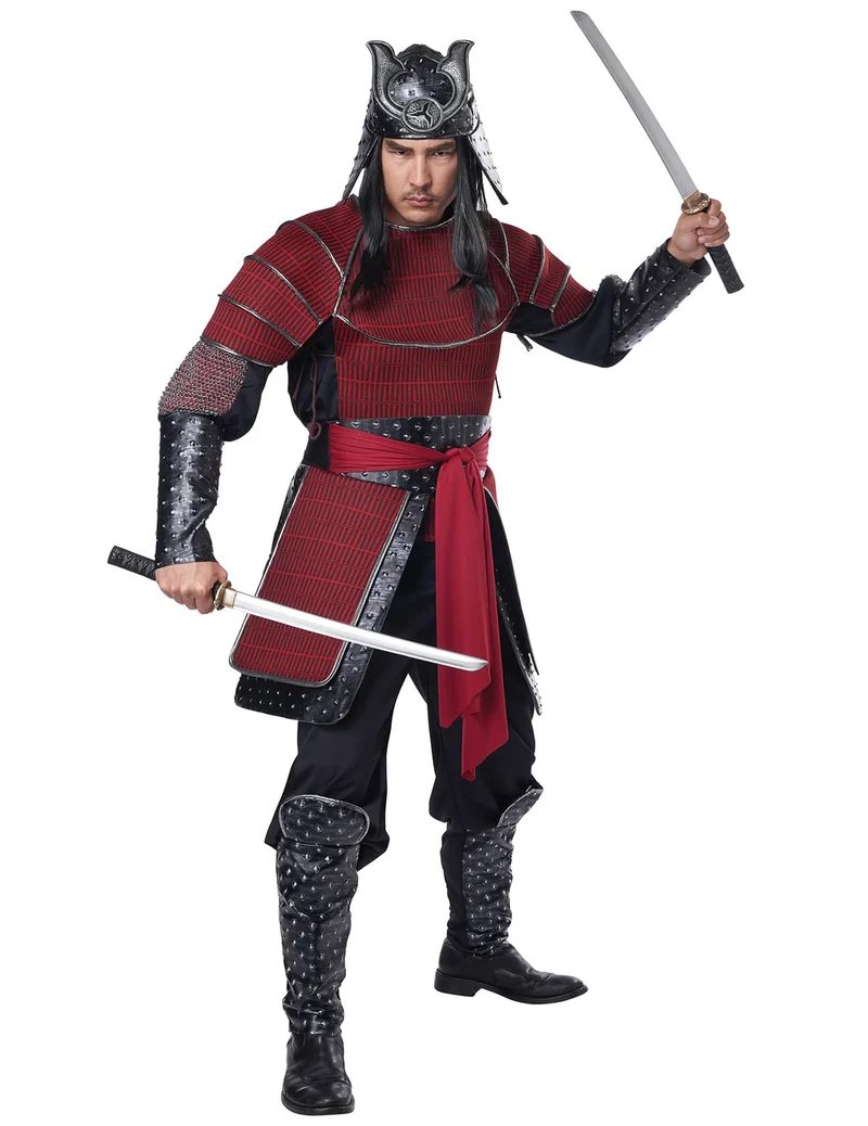Kämpferische Samurai-Rüstung Herrenkostüm für Fasching rot-schwarz