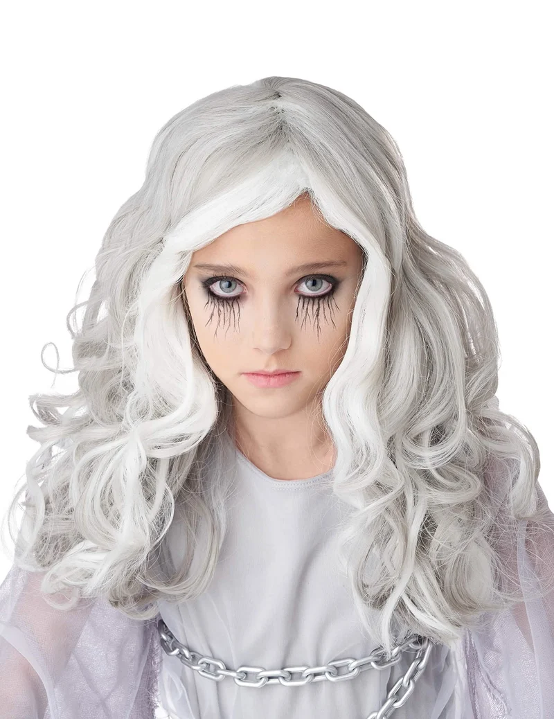 Geister-Perücke für Kinder Halloween-Accessoire weiss-grau