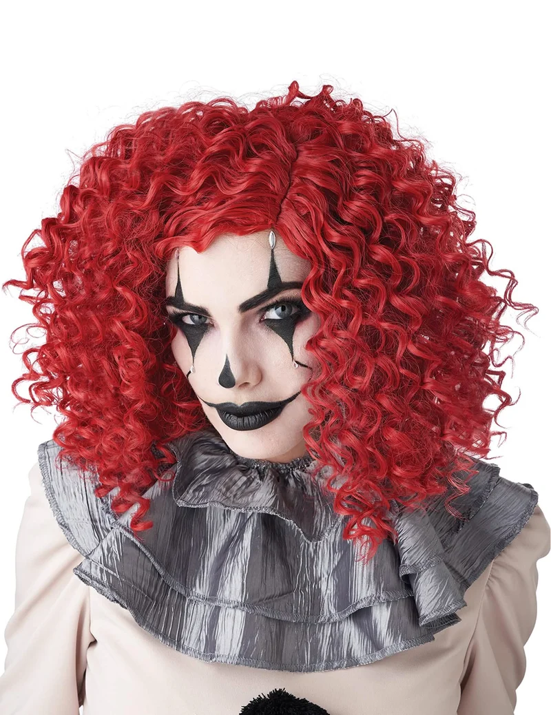 Clown-Perücke für Damen Afro-Perücke lockig rot