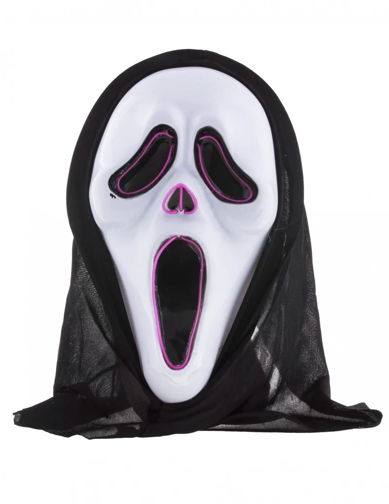 Horrorfilm-Maske schreiender-Geist mit LED-Funktion schwarz-weiß-violett