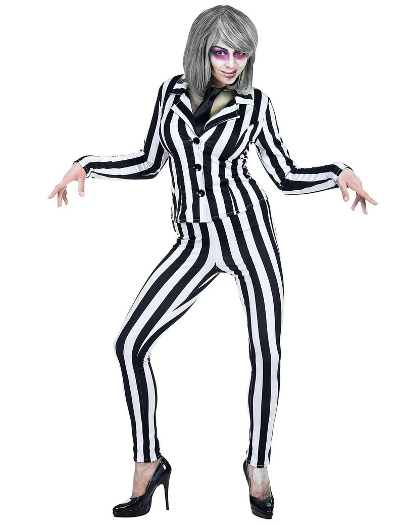 Miss Beetle Kostüm für Damen Halloween-Verkleidung schwarz-weiss