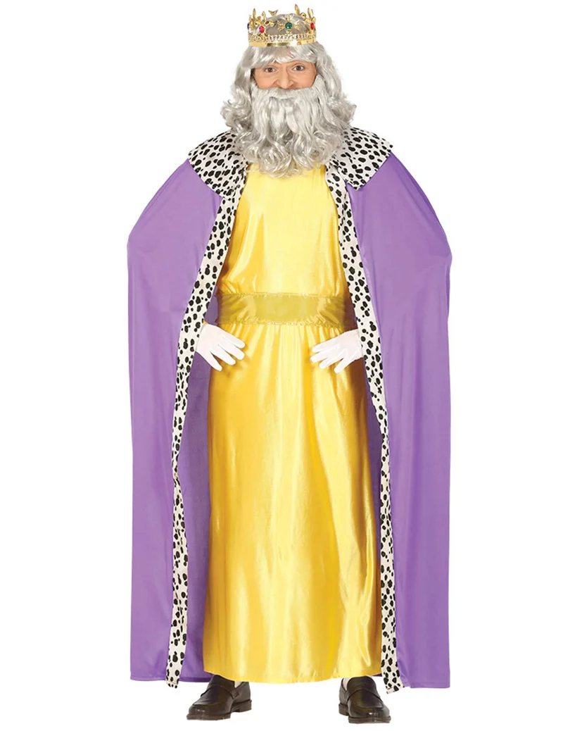 Weihnachtliches Balthasar-Kostüm für Erwachsene gelb-lilafarben