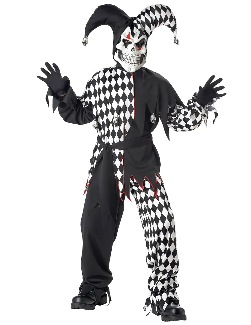Joker-Kostüm für Kinder Halloweenkostüm schwarz-weiß