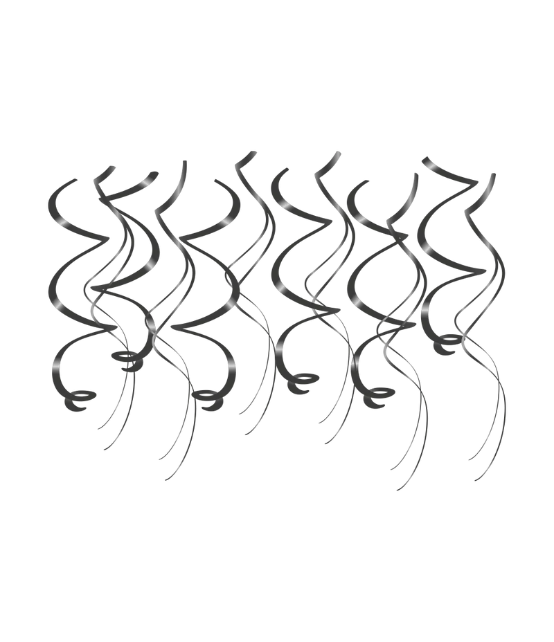 Schwarze Hängende Dekoration Swirls 12 Stück