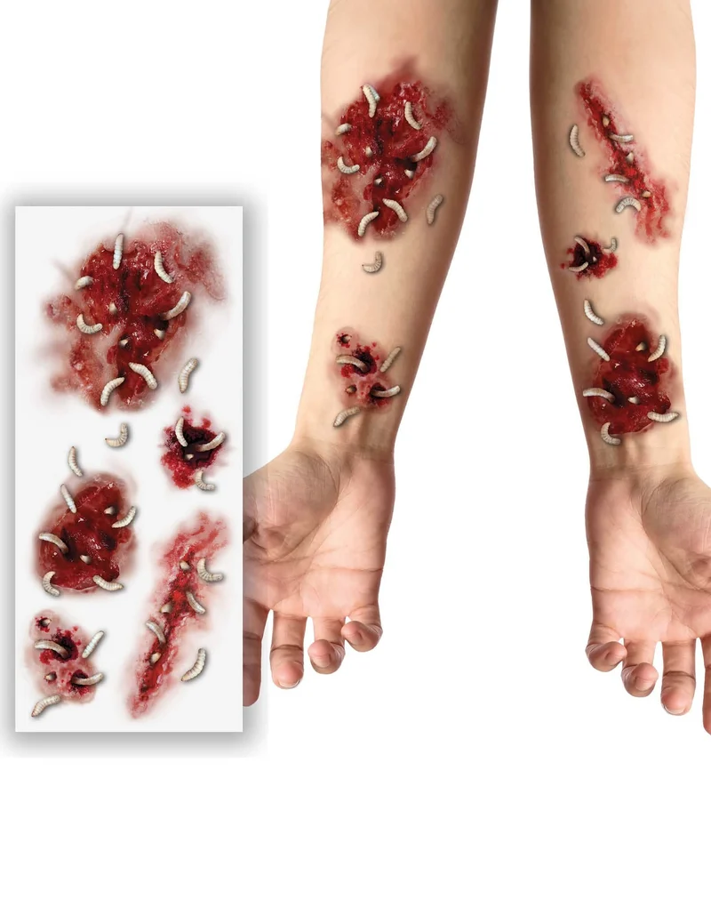 Wunden mit Würmern Tattoos