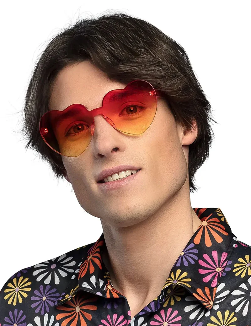 Orange-gelbe Herzbrille mit Farbverlauf für Erwachsene