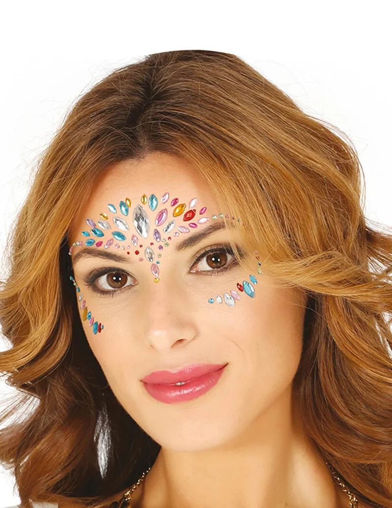 Bunte Strasssteine Gesicht selbstklebend