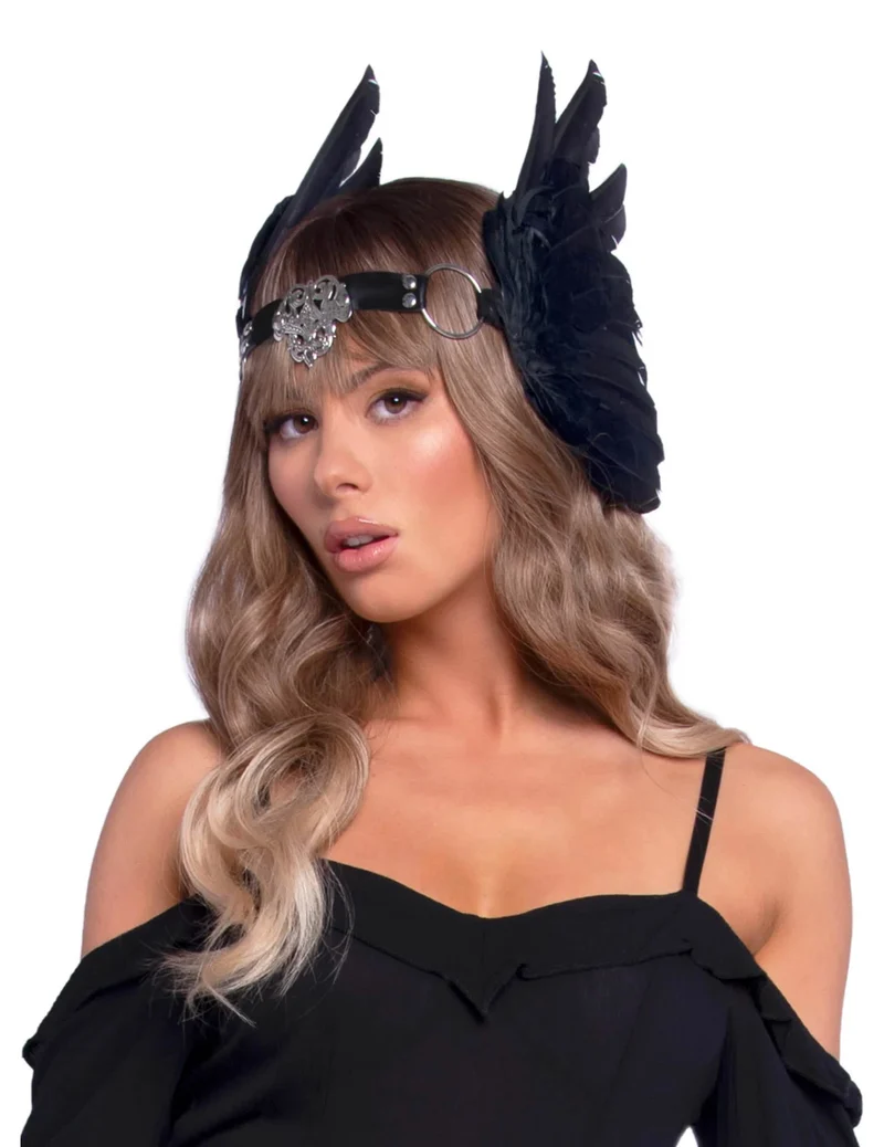 Flügel Kopfschmuck Halloween Kostümaccessoire schwarz