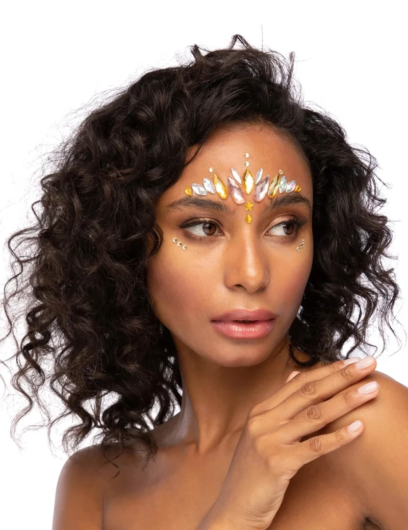 Elegantes Gesichtstattoo Diamanten weiss-gold