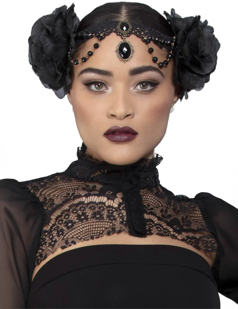 Kopfschmuck Kostümaccessoire Gothik schwarz rot
