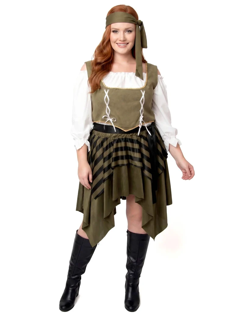 Plus Size Piratenkostüm für Damen grün
