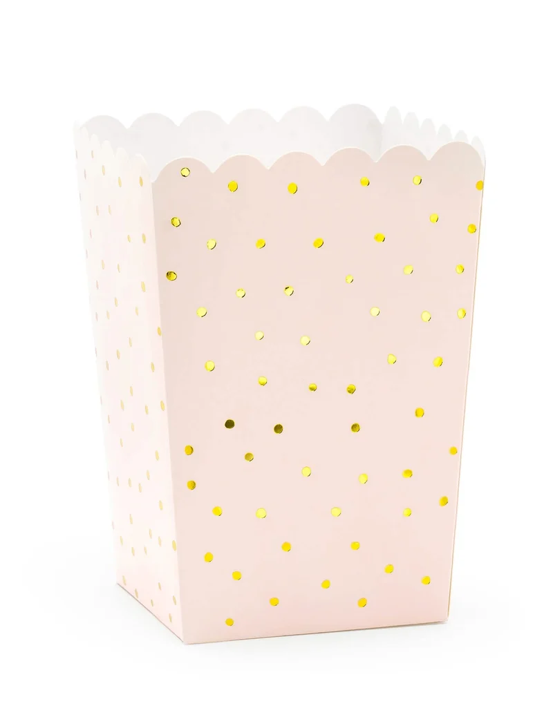 6 hellrosa Popcornboxen gepunktet