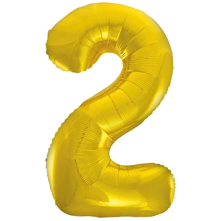 2 Jahre Figur Ballon Gold Leer 86cm