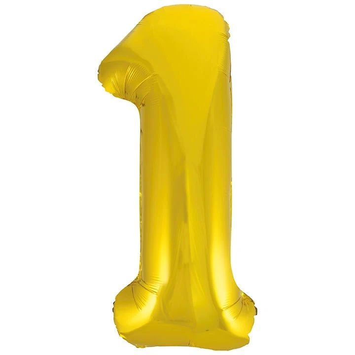 1 Jahr Figur Ballon Gold Leer 86cm