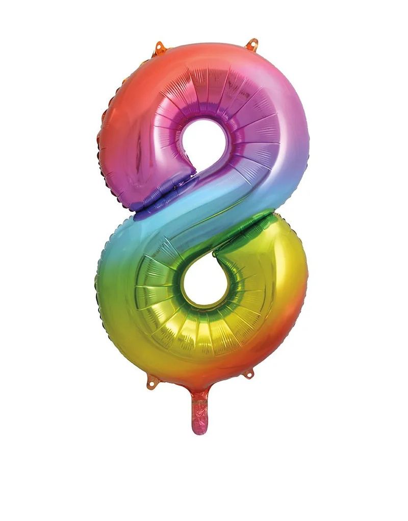 8 Jahre Figur Ballon Regenbogen Leer 86cm