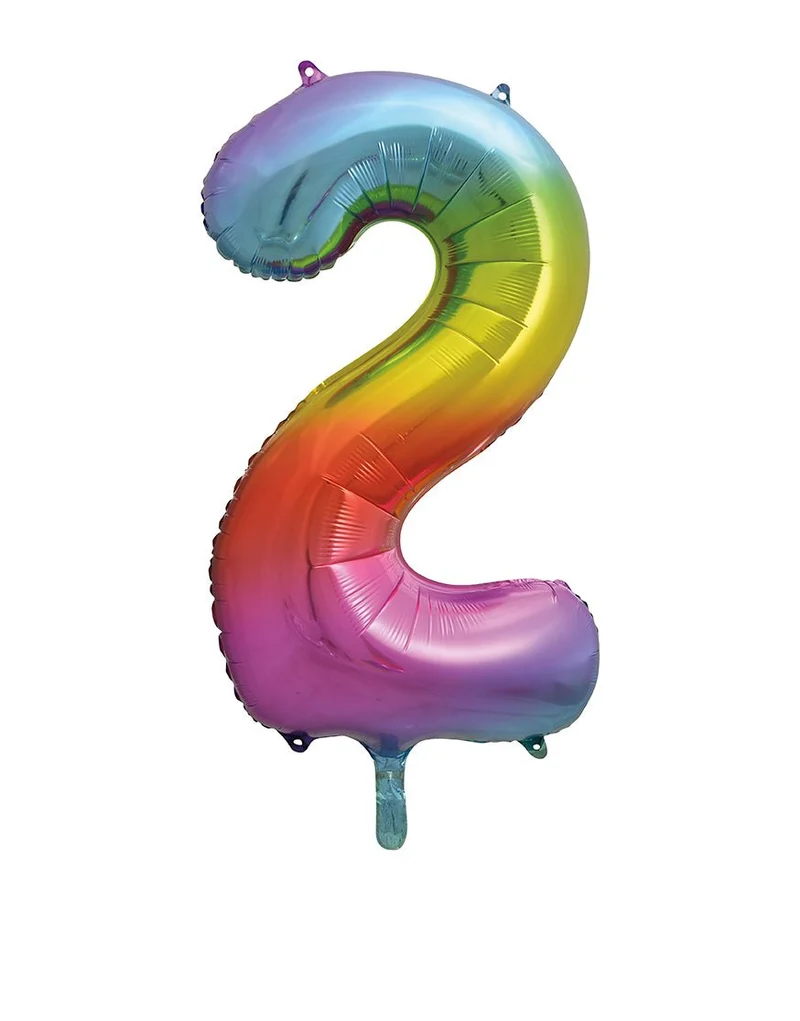 2 Jahre Figur Ballon Regenbogen Leer 86cm