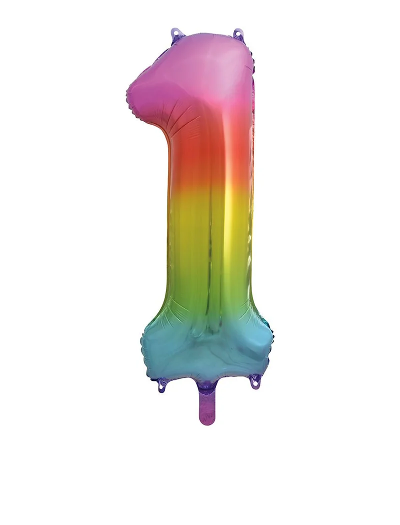 1 Jahr Figur Ballon Regenbogen Leer 86cm