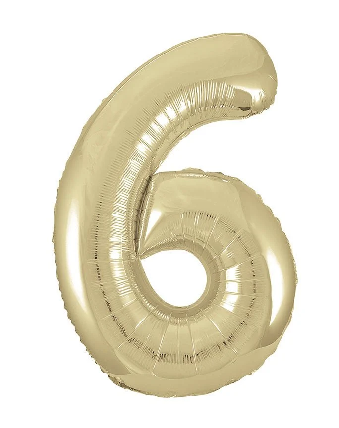 6 Jahre Figur Ballon Gold Glanz Leer 86cm