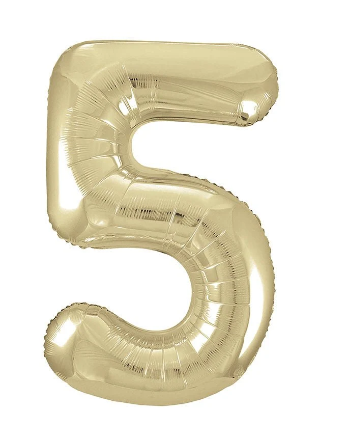 5 Jahre Figur Ballon Gold Glanz Leer 86cm