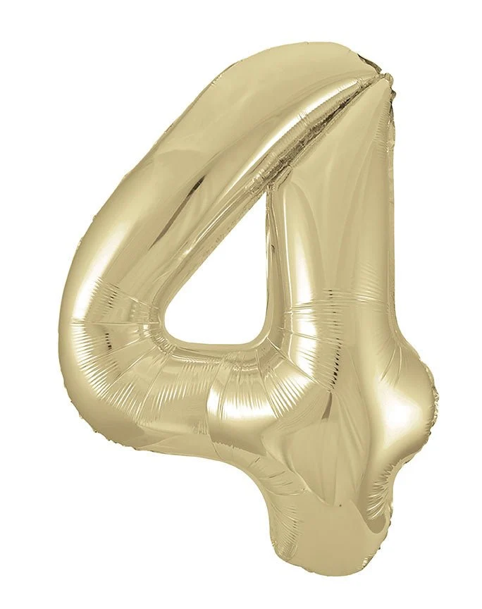 4 Jahre Figur Ballon Gold Glanz Leer 86cm