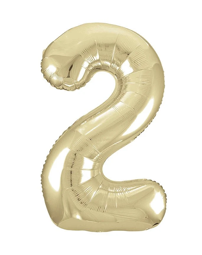 2 Jahre Figur Ballon Gold Glanz Leer 86cm