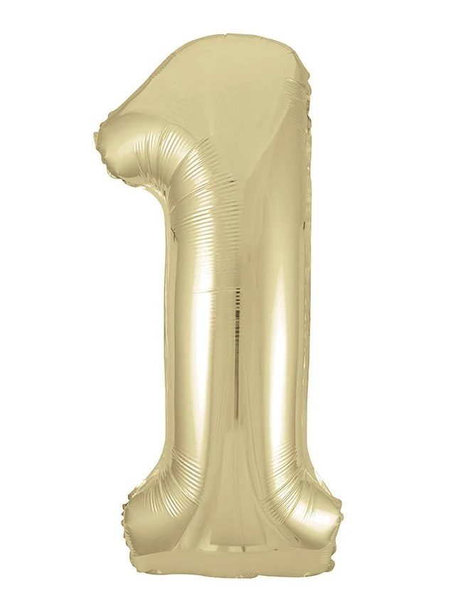 1 Jahr Figur Ballon Gold Glanz Leer 86cm
