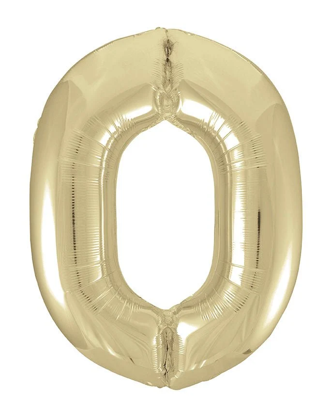 0 Jahr Figur Ballon Gold Glanz Leer 86cm