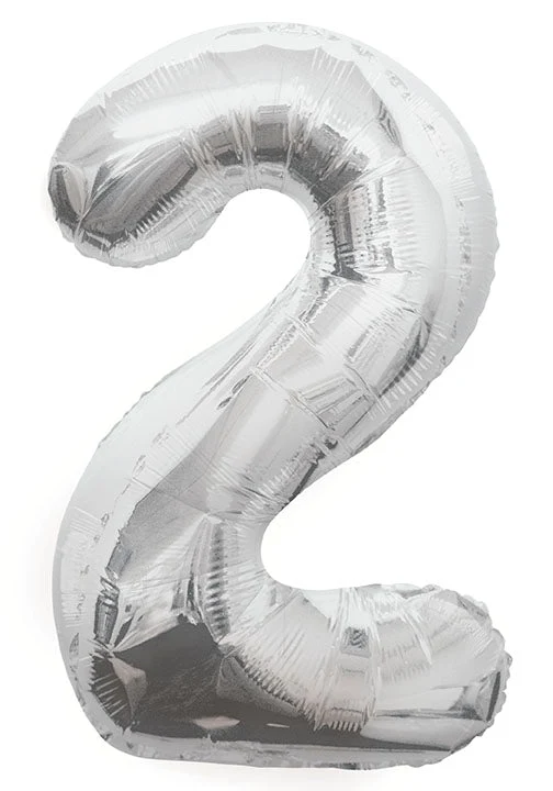 2 Jahre Figur Ballon Silber Leer 86cm