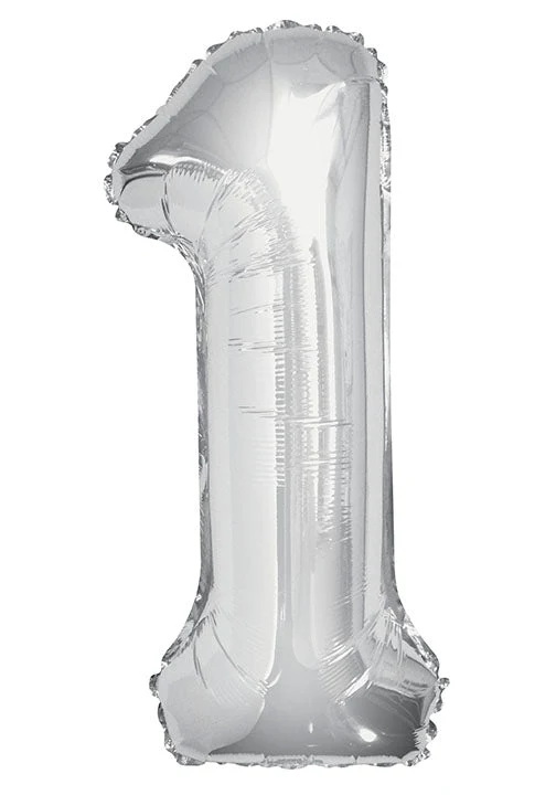 1 Jahr Figur Ballon Silber Leer 86cm