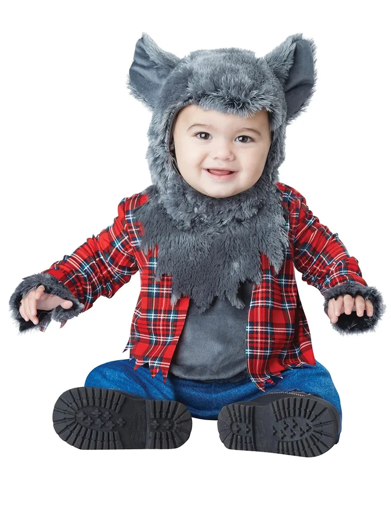 Süßes Werwolf-Kostüm für Babys rot-grau