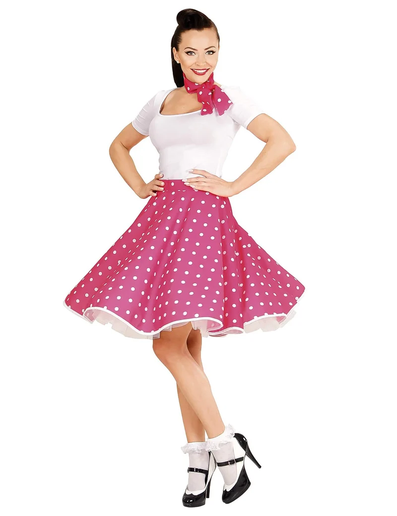 Rock und rosa Tupfenschal 50s Damen