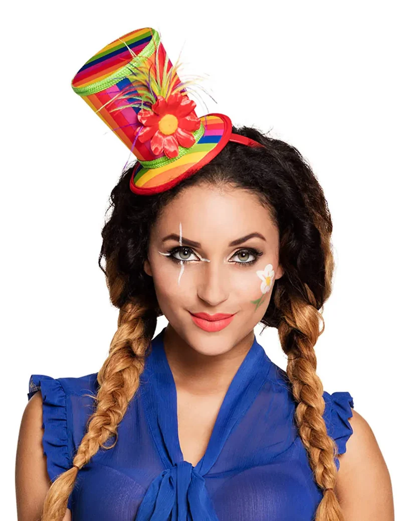 Clown Mini-Zylinder für Erwachsene bunt