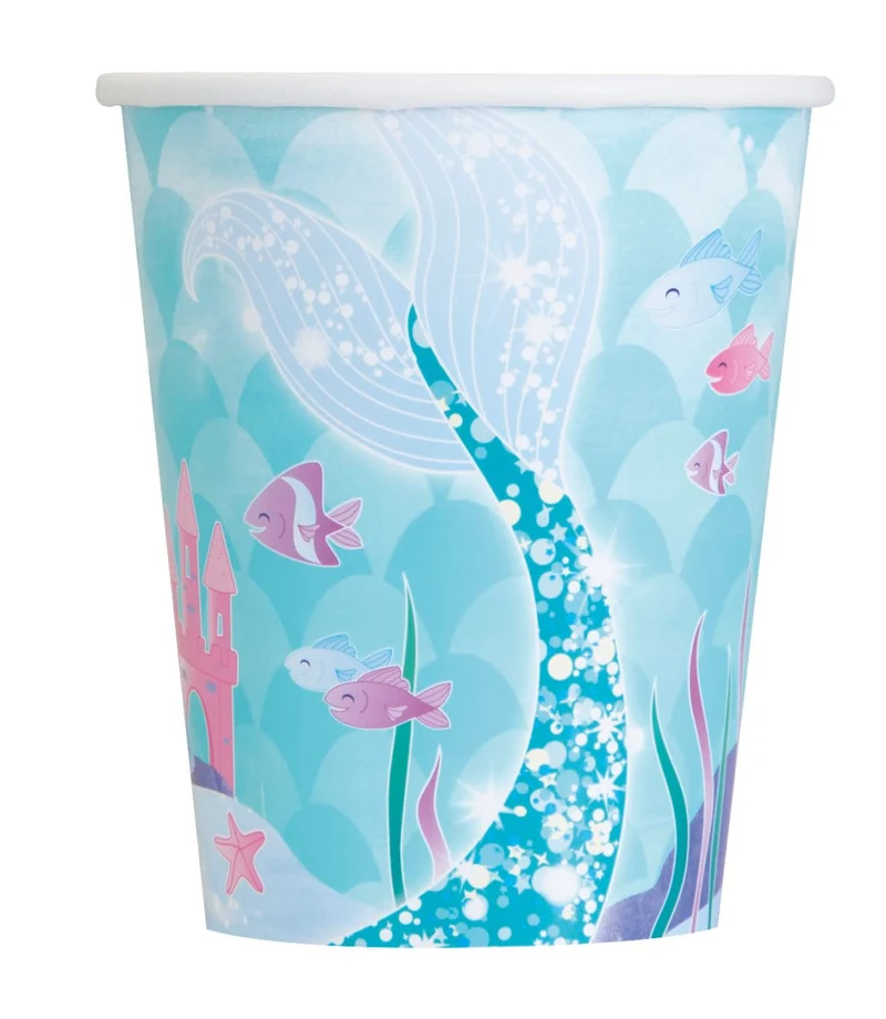 Meerjungfrau Becher Papier 266ml 8Stk