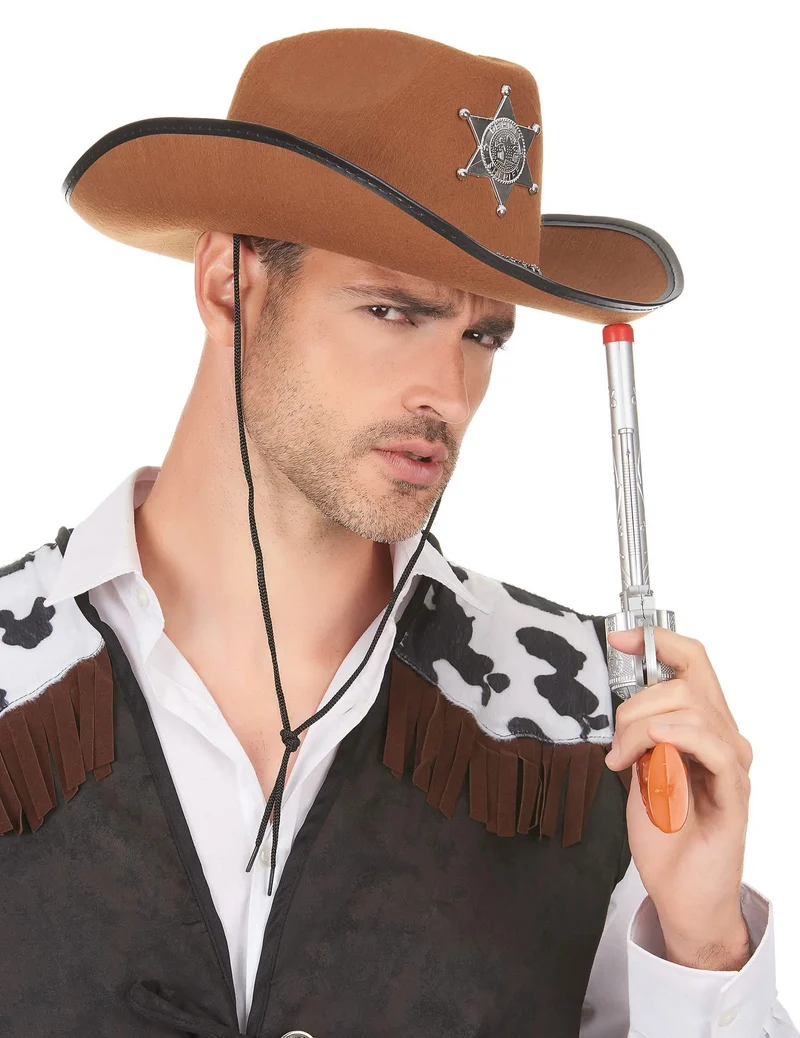 Cowboyhut Sheriff für Erwachsene braun