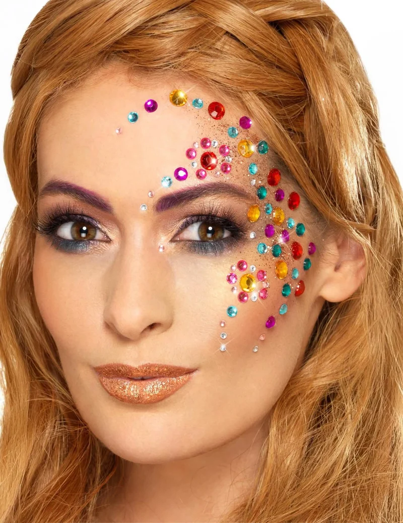 Glitzernde Steine Make-Up selbstklebend bunt 100 Stück