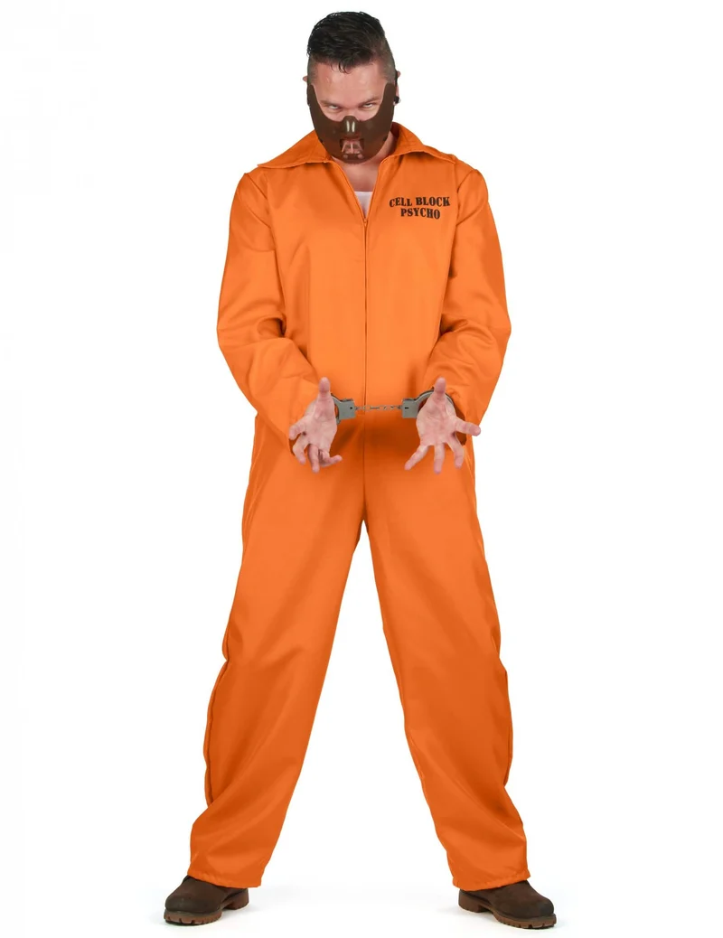 Psychopatisches Herrenkostüm Halloween-Sträfling orange