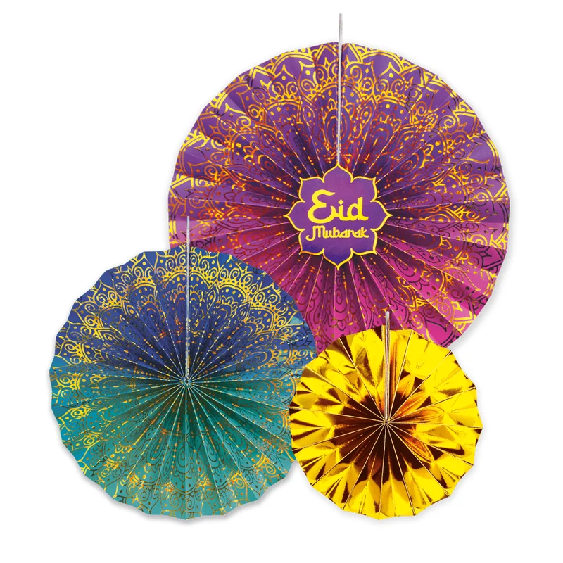 Ramadan Papierfächer Eid Mubarak 3pcs