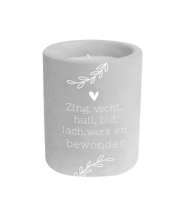 Graue Zementkerze Zing, Fight 8cm