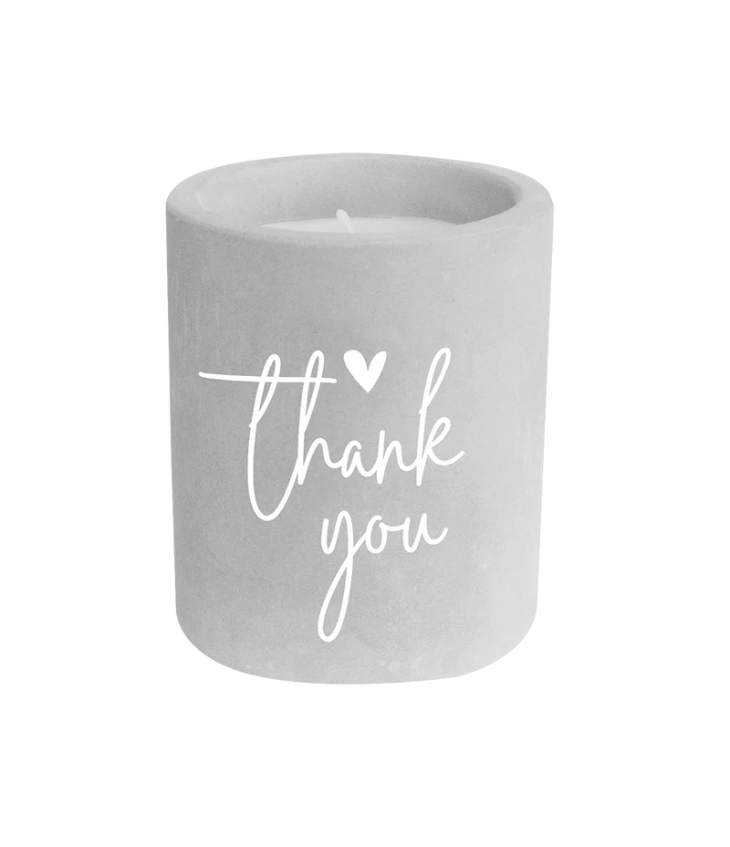 Graue Zementkerze Thak You 8cm