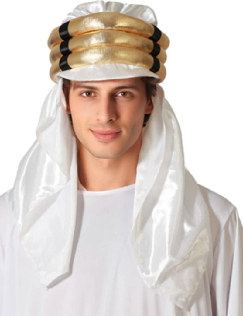 Sultan Turban Weiss Gold Erwachsene