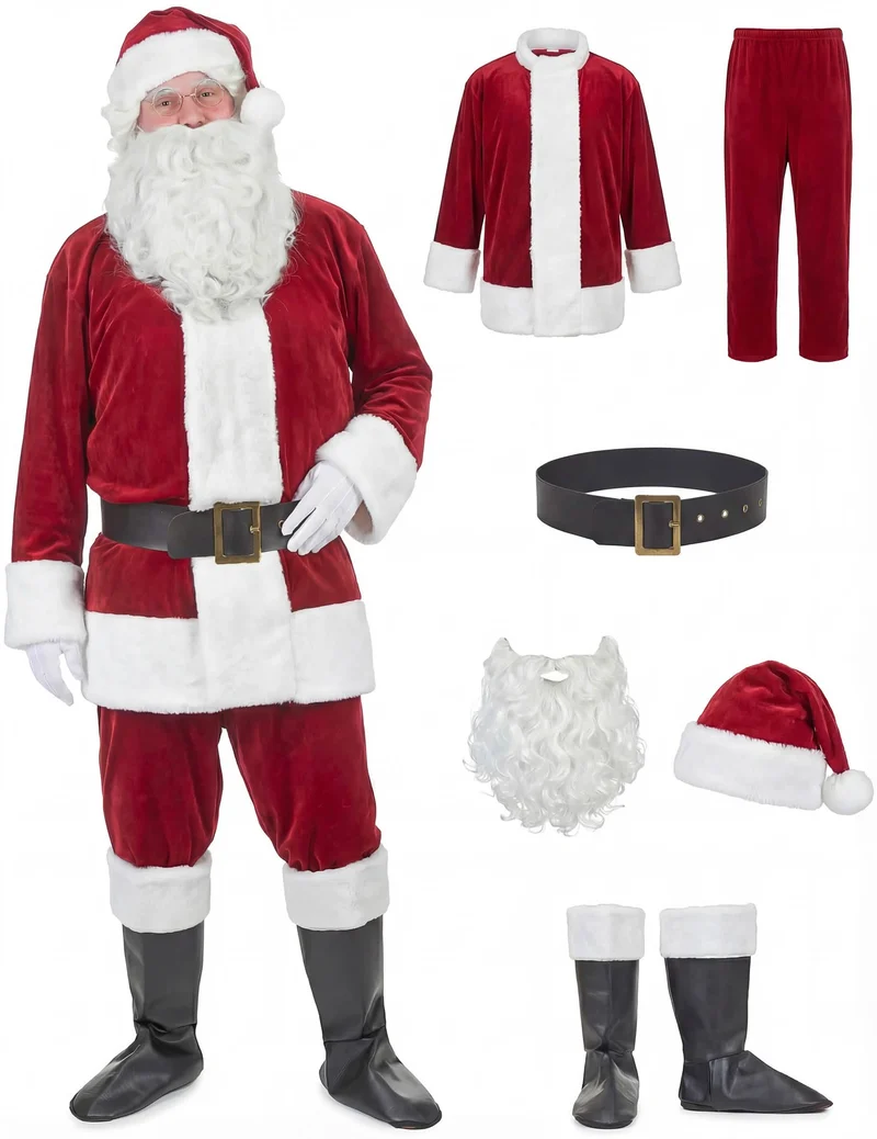 Weihnachtsmann - Kostüm Herren rot - weiss