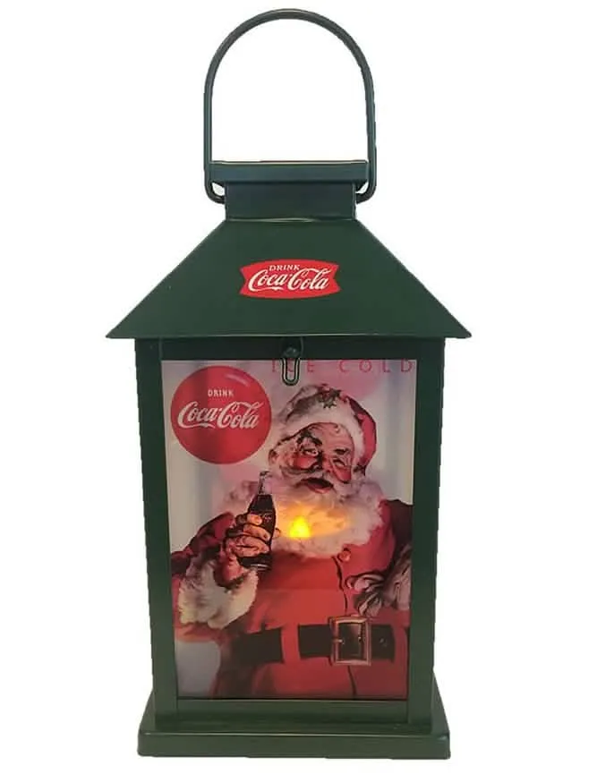 Coca Cola™-Laterne Weihnachten Raumdekoration bunt 12x26cm