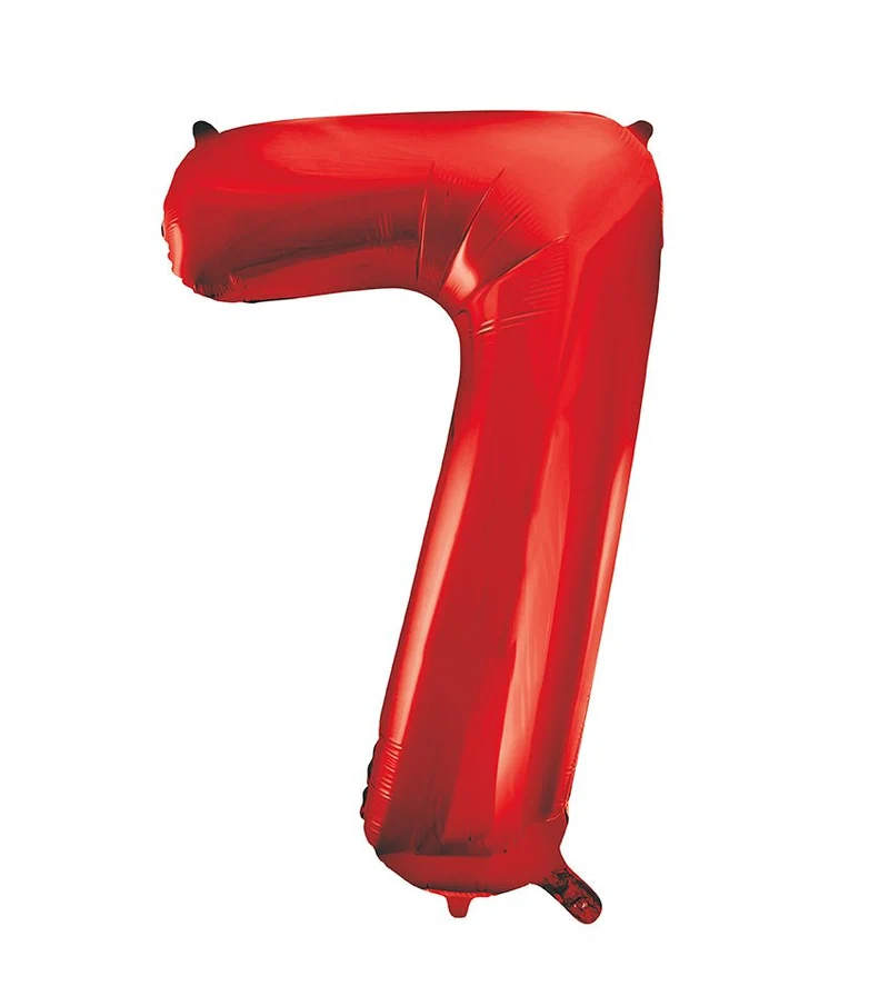 7 Jahre Figur Ballon Rot Leer 86cm