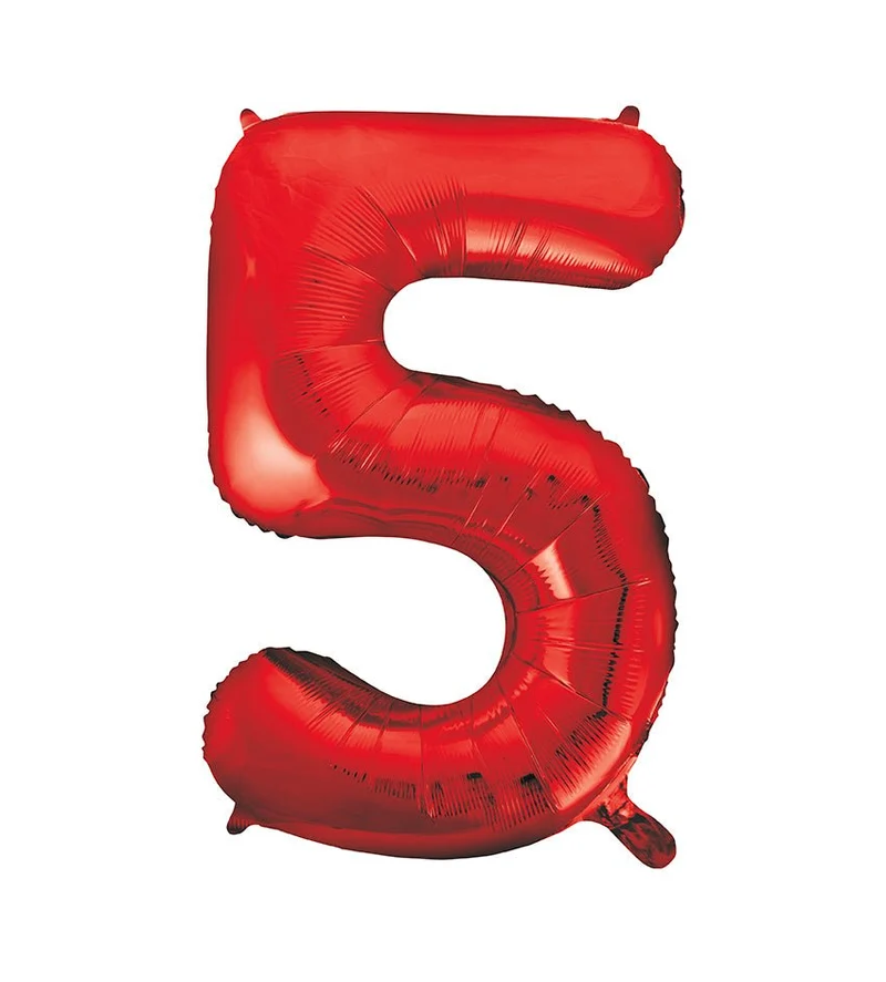 5 Jahre Figur Ballon Rot Leer 86cm