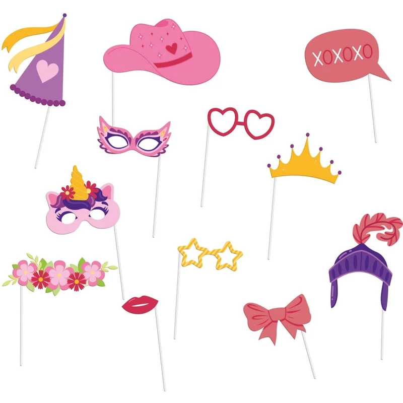 Bunte Photobooth Requisiten Mädchen 20cm 12Stück